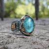 Oval Alloy with Glass Finger Rings FS-WG0E890-01-1