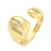 Brass Micro Pave Clear Cubic Zirconia Open Cuff Ring for Women LS-RJEW-M173-02A-G-1
