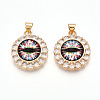 Brass Micro Pave Clear Cubic Zirconia Pendants for Women KK-T070-92A-03-1