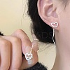 Heart Alloy Rhinestone Studs Earrings WG46953-15-1