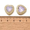 Heart Brass Glass Beads KK-Q043-27G-01-2