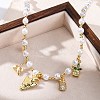 Brass Micro Pave Clear Cubic Zirconia Beaded Necklaces NJEW-Z059-05G-6