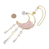 Wire Wrapped Natural Rose Quartz Chip & Brass Moon Pendant Decorations HJEW-JM01504-01-2