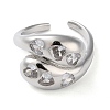 Eco-Friendly Brass Micro Pave Clear Cubic Zirconia Open Cuff Ring for Women RJEW-A025-04P-01-2