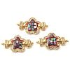 Rack Plating Brass Micro Pave Clear Cubic Zirconia Flower Links Connector Charms KK-K385-104G-01-1