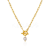 Minimalist Imitation Pearl Rice Pendant Stainless Steel PaPerclip Chain Necklaces for Everyday Women's Wear LS-OX8079-2-2