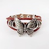 Butterfly Alloy PU Imitation Leather Cord Braided Bracelets FS-WG2E2BB-01-1