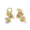 Real 18K Gold Plated Brass Micro Pave Clear Cubic Zirconia Charms KK-E068-VB411-9-1