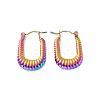 Ion Plating(IP) 304 Stainless Steel Rectangle Hoop Earrings EJEW-P198-01MC-1