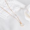 1Pc Zinc Alloy White Enamel Round with Letter Pendant Necklaces NJEW-LP0002-88G-Z-3