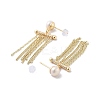 Natural Pearl Tassel Stud Earrings EJEW-P256-29G-2