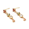 Colorful Cubic Zirconia Chain Dangle Stud Earrings EJEW-G297-10G-1