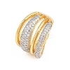 Rack Plating Brass Micro Pave Cubic Zirconia Cuff Finger Rings for Women RJEW-C114-16L-G-1