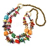 Colorful Dyed Natural Coconut Beaded Bib Necklaces NJEW-A007-03B-1