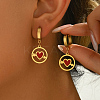 201 Stainless Steel Flat Round with Hollow Heart Hoop Earrings Daily Holiday Accessories OM1741-1-3
