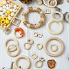 45Pcs 15 Styles Unfinished Wood Linking Rings WOOD-YW0001-15-4