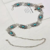 Alloy with Dyed Synthetic Turquoise Rhombus Link Chain Waist Belly Chains for Women FS-WG59013-01-3