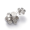 Rack Plating Flower Brass Pave Clear Cubic Zirconia Fold Over Magnetic Clasps KK-C019-21P-2