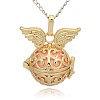 Golden Tone Brass Hollow Round Cage Pendants KK-J233-07G-1