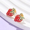 Brass Enamel Stud Earrings LS-EJEW-Q017-04G-2