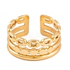 PVD Vacuum Plating 304 Stainless Steel Oval Link Chain Open Cuff Rings RJEW-G316-04G-2