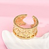 Star Pattern Hollow Brass Open Cuff Rings for Women RJEW-G343-06G-3