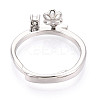 Flower Brass Micro Pave Cubic Zirconia Cup Peg Ring Settings KK-N274-31P-3