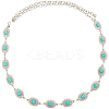 1Pc Alloy with Resin Imitation Turquoise Oval Link Chain Belts AJEW-CY0001-79B-1