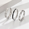 3Pcs Hollow Out 304 Stainless Steel Micro Pave Clear Cubic Zirconia with Enamel Finger Rings FS-WGFDE09-11-1