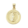 Flat Round Real 18K Gold Plated Rack Plating Brass Pendants KK-Z074-19G-2