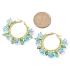 Glass Flower Hoop Earrings EJEW-TA00589-4