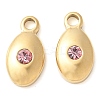 304 Stainless Steel with Rhinestone Charms STAS-Q345-15G-01-1