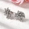 Flower Brass Micro Pave Clear Cubic Zirconia Stud Earrings EJEW-H171-01A-P-2