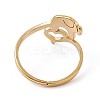 Ion Plating(IP) 201 Stainless Steel Elephant with Heart Adjustable Ring for Women RJEW-K238-07G-2