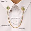 304 Stainless Steel & Dyed Stone Round Hanging Chain Brooch JEWB-S021-01G-02-1