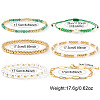 6Pcs 6 Styles Adjustable White Round Imitation Pearl & Glass & Brass Beaded Stretch Bracelet Sets HI6253-1-4