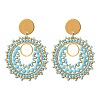 304 Stainless Steel with Glass Seed Beads Stud Earrings EJEW-MZ00761-01-3