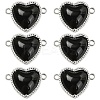 6Pcs Eco-Friendly Alloy Glass Heart Links connector Charms GLAA-YW0005-10-1