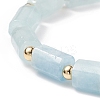 Natural Aquamarine Column Beaded Stretch Bracelet BJEW-JB08596-05-3