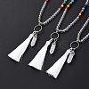 Natural Quartz Crystal Bullet & Tassel Pendant Necklace with Mixed Gemstone Beaded Chains NJEW-E585-02G-2