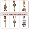6Pcs 6 Style Natural & Synthetic Mixed Gemstone Lariat Necklaces Set NJEW-AN0001-36-3