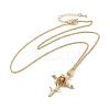 304 Stainless Steel Cross with Flower Pendant Necklaces for Women NJEW-A020-03K-G-2