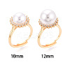 Round Brass Micro Pave Clear Cubic Zirconia Adjustable Ring Settings KK-T076-28G-4