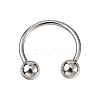 316L Surgical Stainless Steel Circular/Horseshoe Barbell with Round Ball AJEW-P002-07-1