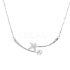 Rhodium Plated 925 Sterling Silver Clear Cubic Zirconia Star Pendant Necklace Making STER-T007-104P-2