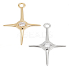 2Pcs 2 Colors 14K Brass Micro Pave Cubic Zirconia Pendants KK-LP0001-97-1