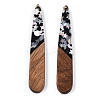 Opaque Resin & Walnut Wood Pendants RESI-N039-64A-3