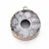 Edge Golden Plated Natural Druzy Agate Pendants G-S359-185-2