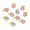 10Pcs Acrylic & Glass Flower Pendants PALLOY-YW00116-11-1