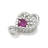 Brass Pave Cubic Zirconia Heart Connector Charms KK-G548-18P-3